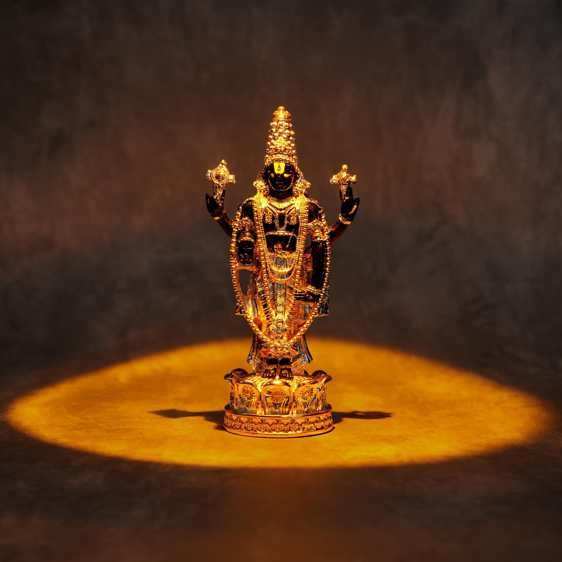 24k Gold Divine Lord Venkateswara Balaji Idol Figurine