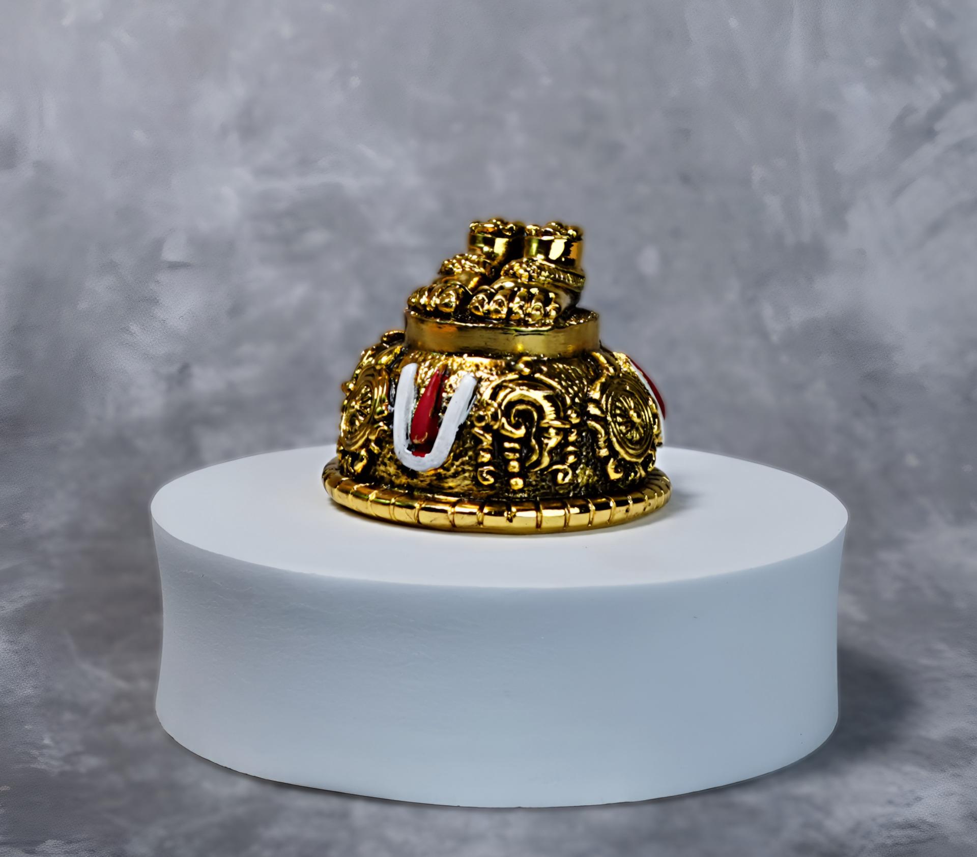 24k Gold Divya Tirupati Balaji Sacred Charan Paduka Idol - Image 4