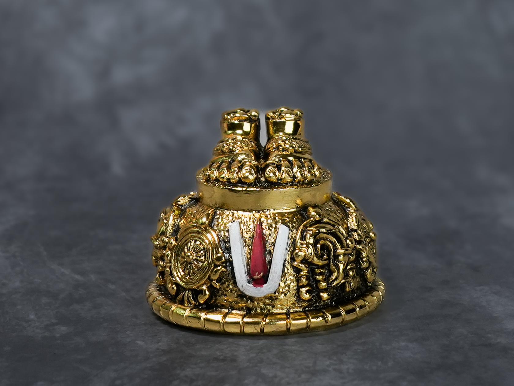 24k Gold Divya Tirupati Balaji Sacred Charan Paduka Idol - Image 5