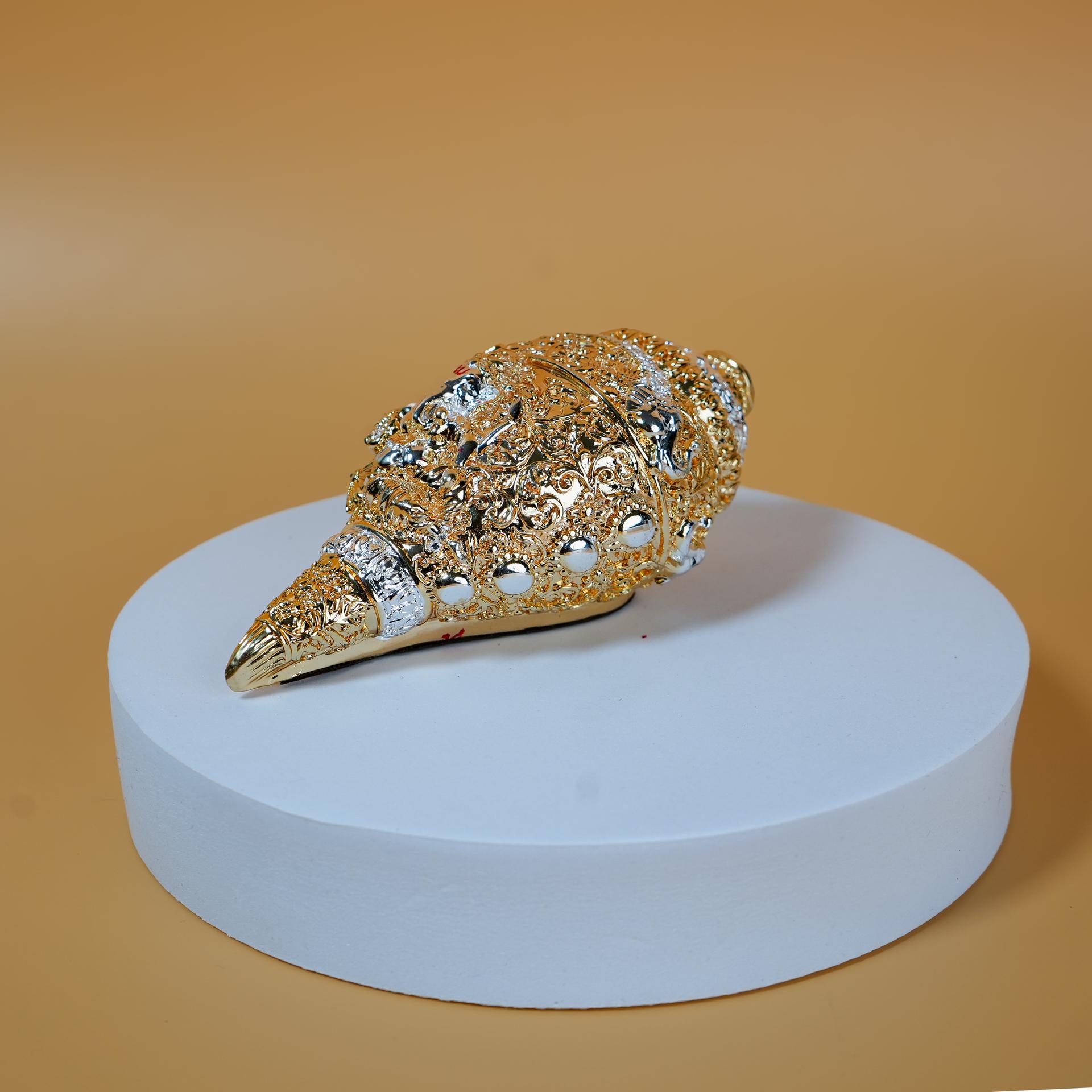 24k Gold And 999 Silver Divya Sacred Shankh Conch Decorative Idol