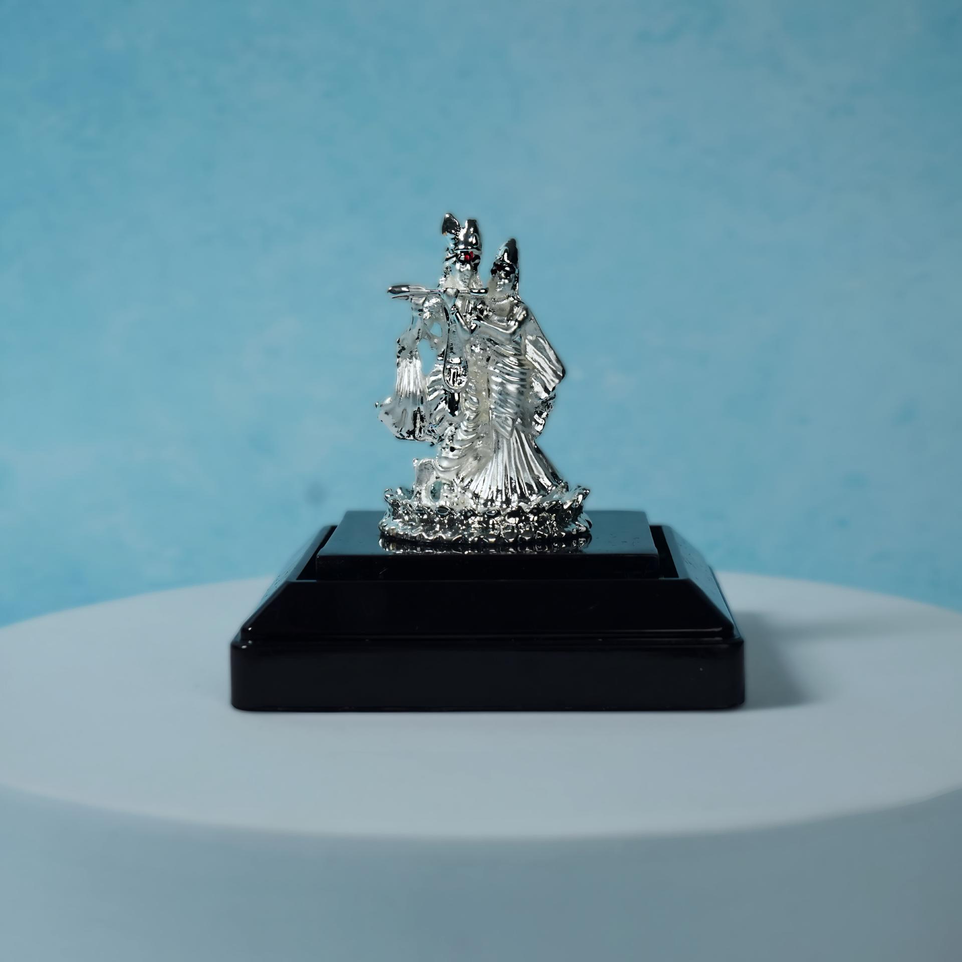 Divya Radha Krishna 999 Silver Idol With Premium Display Case