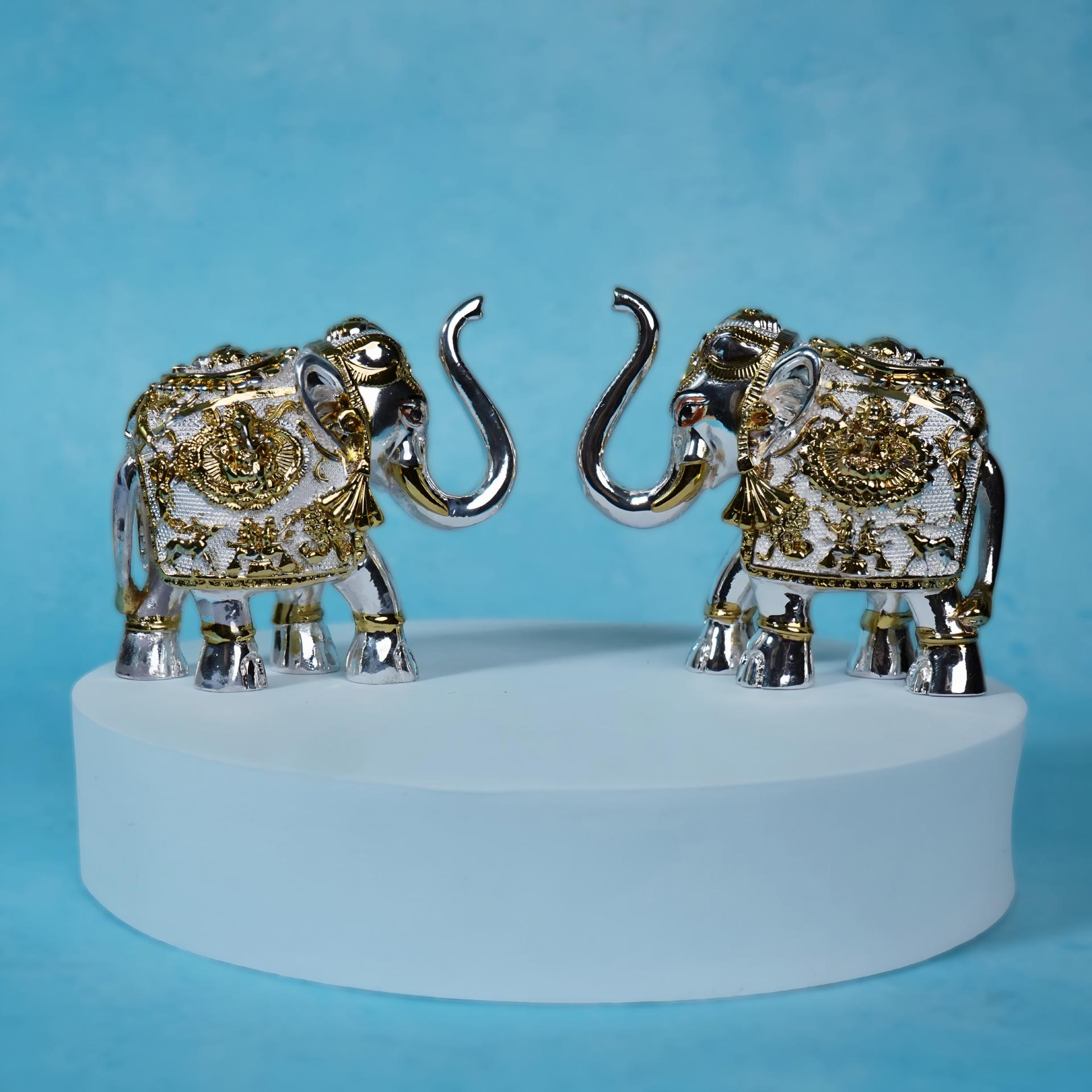 999 Silver Royal Silver Elephant Pair Decorative Figurines - Image 4