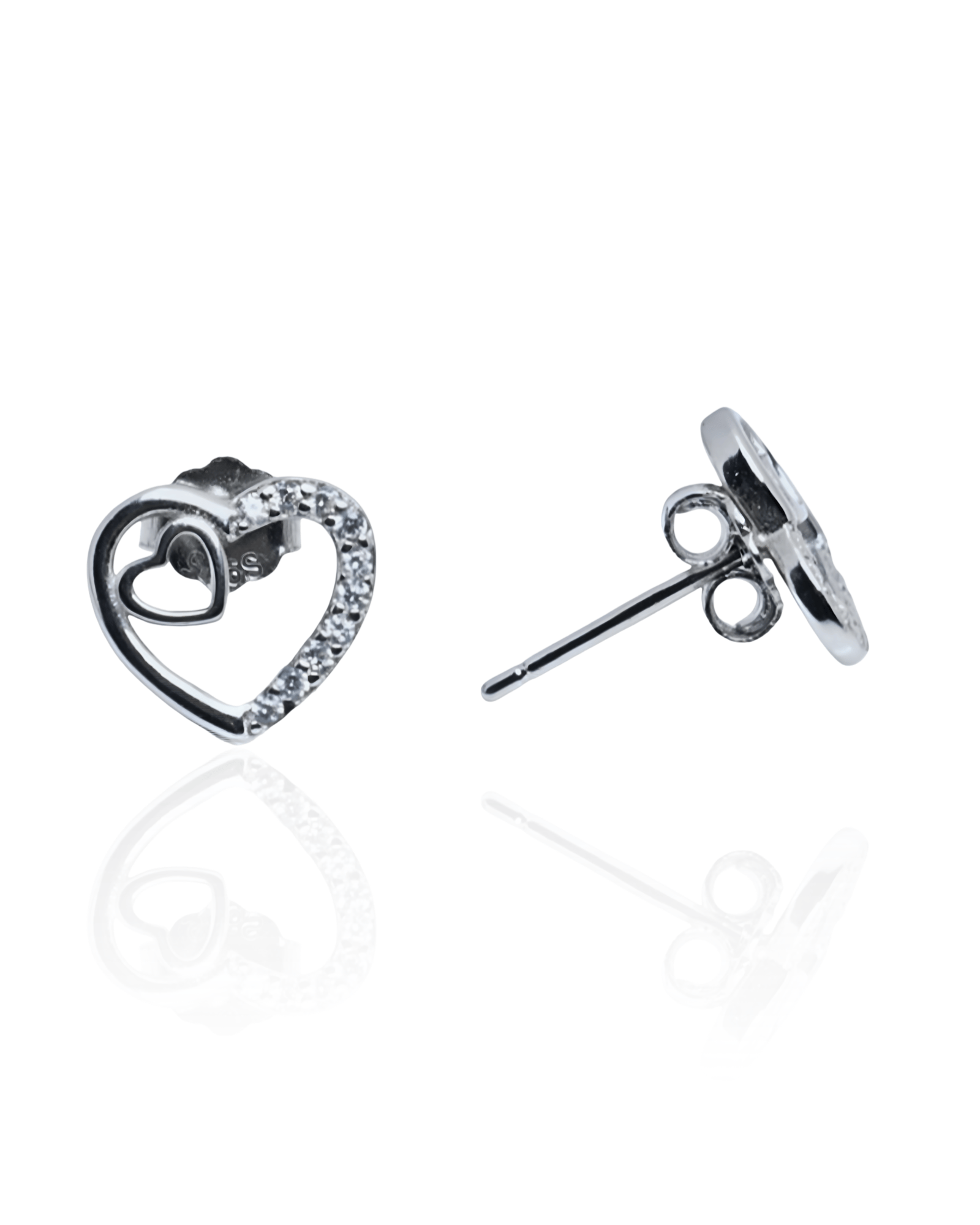 925 Sterling Silver Twin Heart Spark Pendant Set