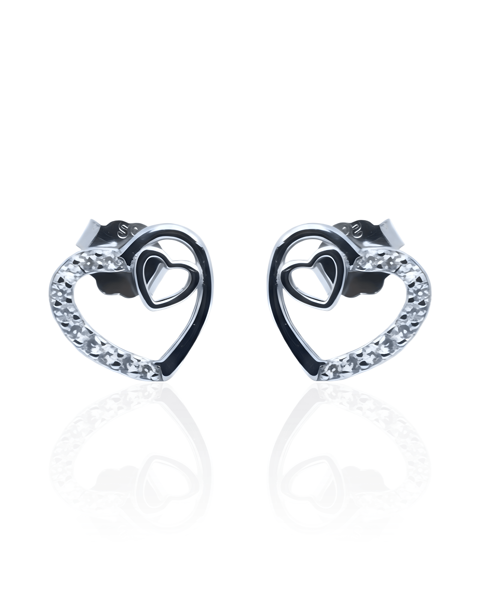 925 Sterling Silver Twin Heart Spark Pendant Set - Image 4
