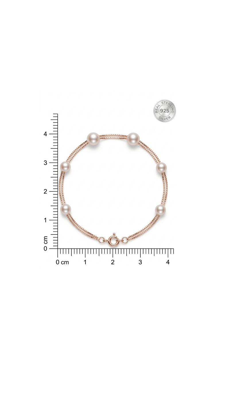 Rose Gold Luna Pearl Chain Bracelet Made With 925 Sterling Silver - Image 6