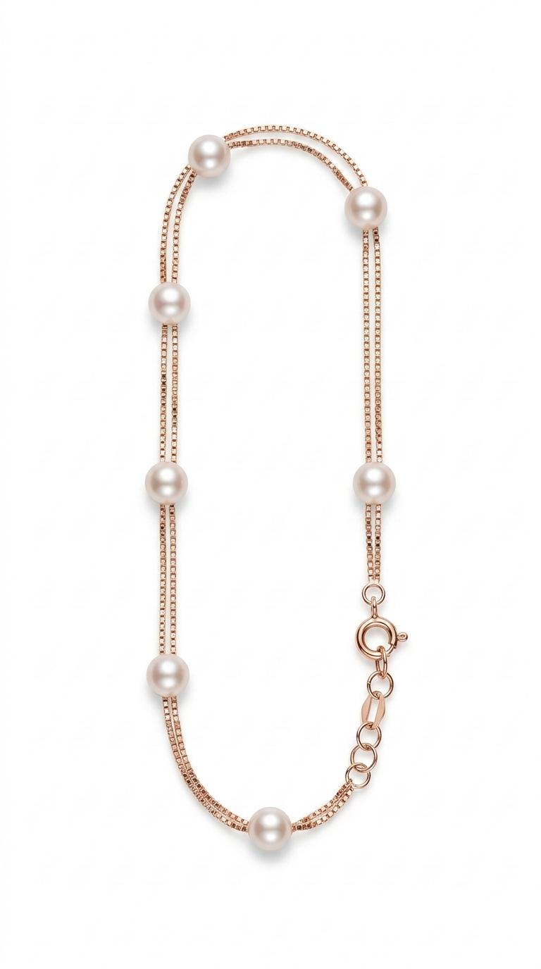 Rose Gold Luna Pearl Chain Bracelet Made With 925 Sterling Silver