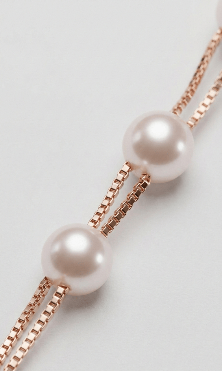 Rose Gold Luna Pearl Chain Bracelet Made With 925 Sterling Silver - Image 4
