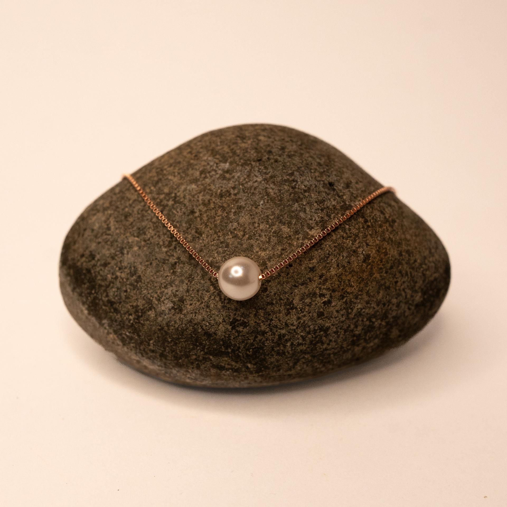 Luna Pearl Rose Gold Necklace With Chain With 925 Sterling Silver - Image 3