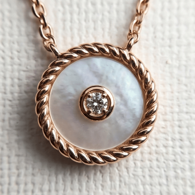 Nude Rose Gold Circle Pendant With Chain In 925 Sterling Silver With Rose Gold Plating - Image 3