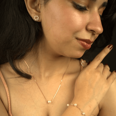 Luna Pearl Rose Gold Necklace With Chain With 925 Sterling Silver - Image 4