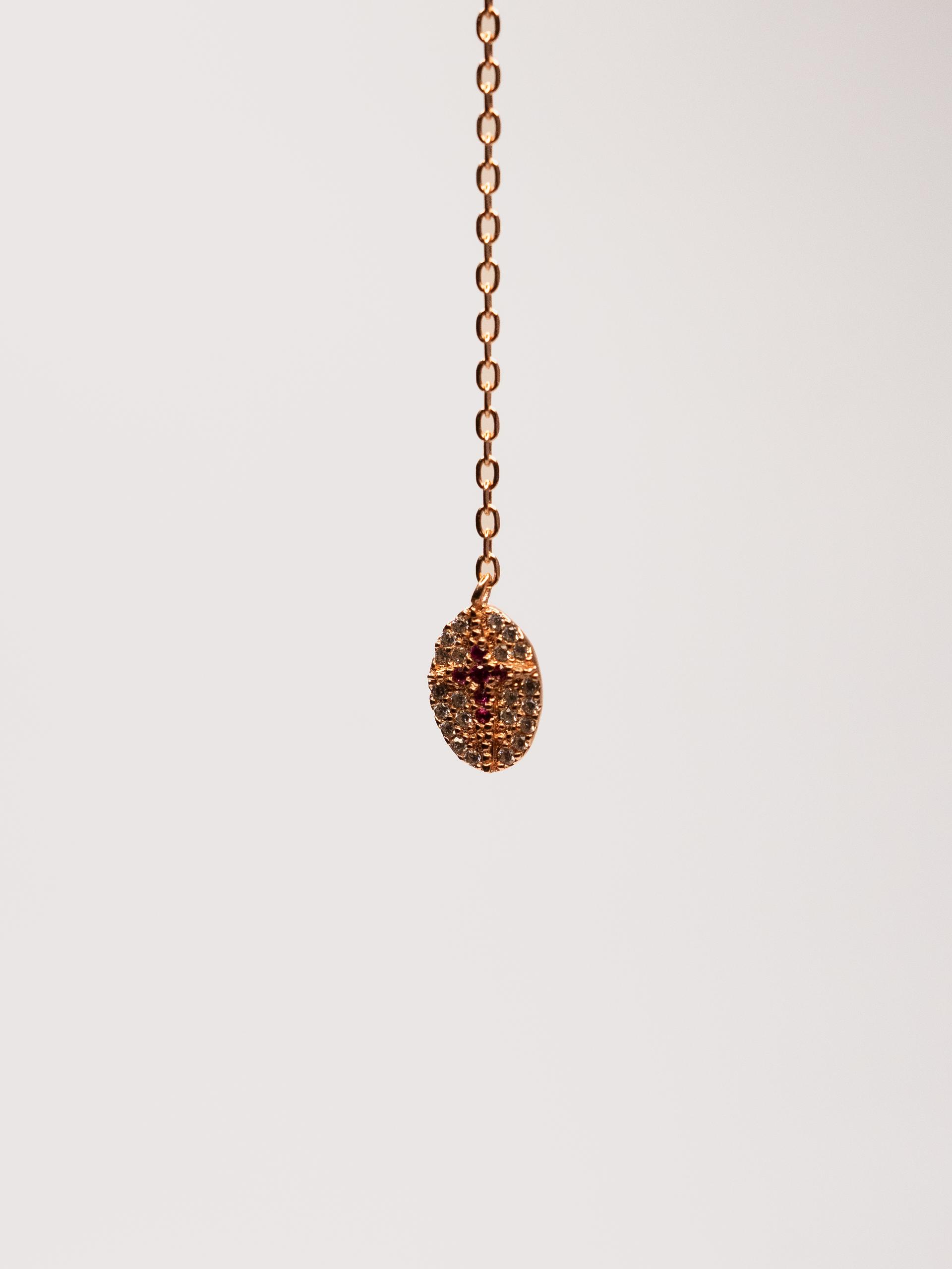 Celestial Drop Pendant With Chain In 925 Sterling Silver With Rose Gold Plating