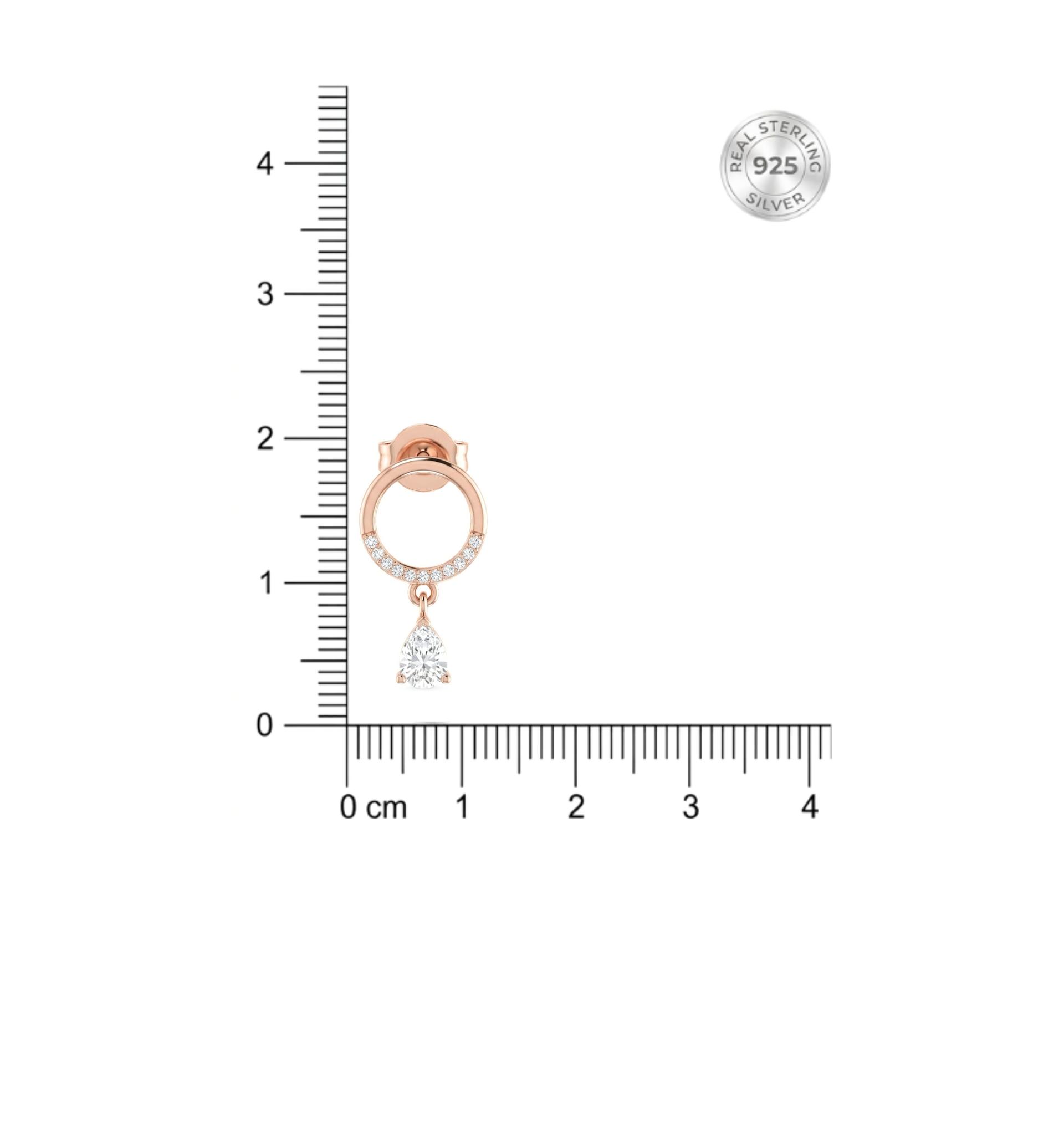 Rose Gold Finish Crystal Drop Circle Stud Earring With 925 Sterling Silver - Image 6