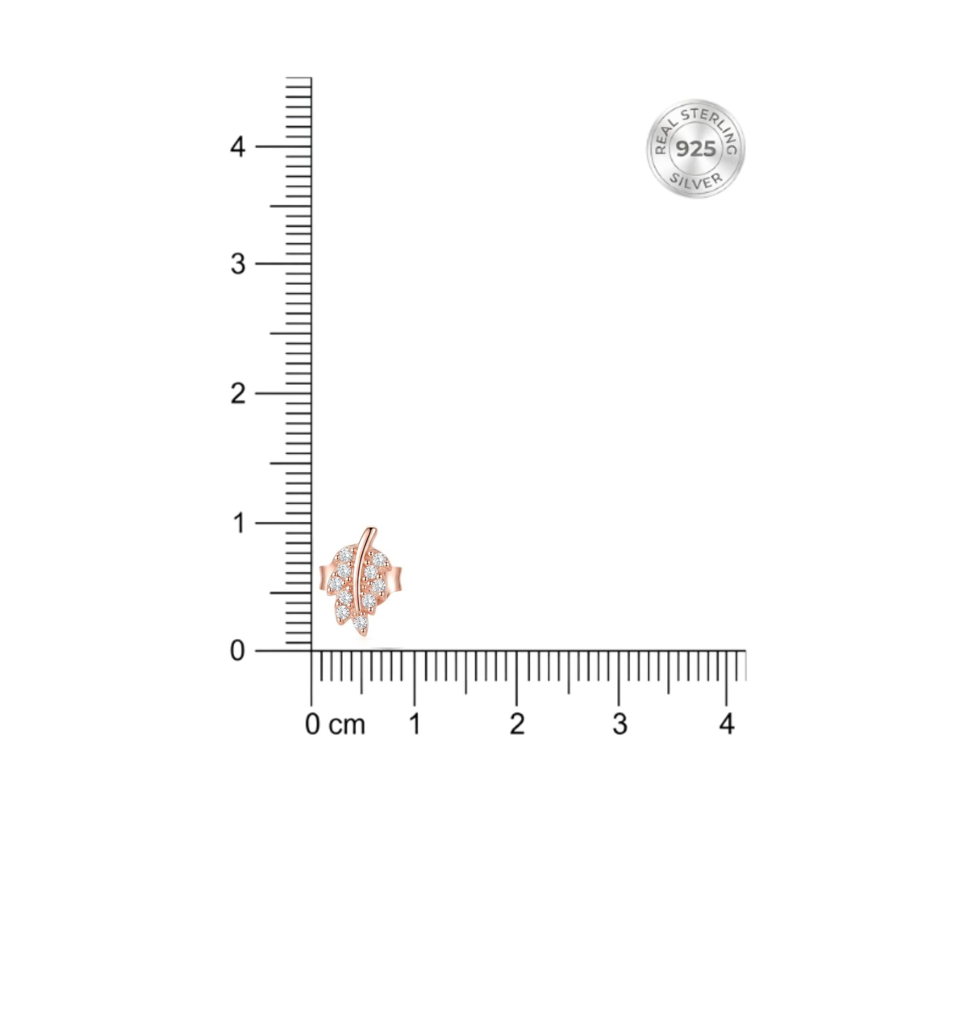 Rose Gold Finish Crystal Leaf Stud Bugadi With 925 Sterling Silver - Image 6