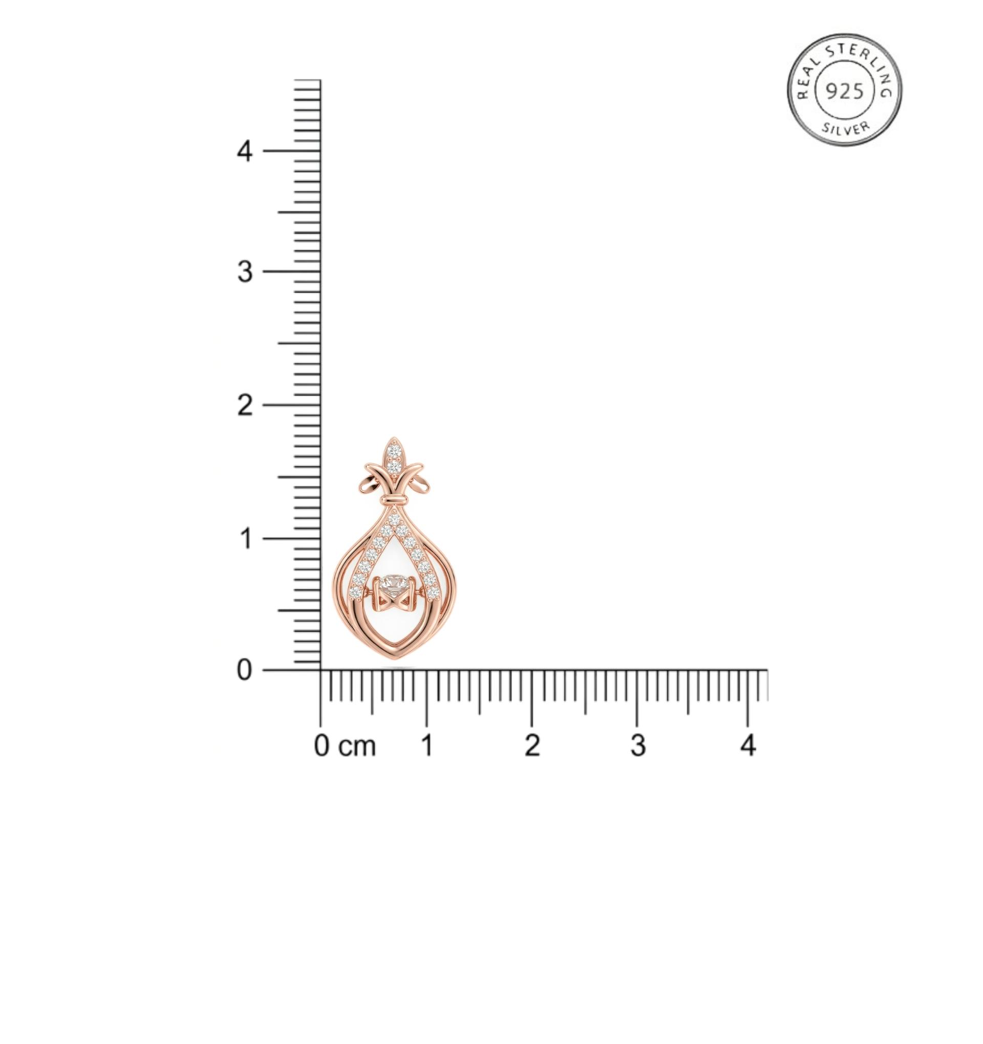 Flower Pot Pendant With Chain In 925 Sterling Silver With Rose Gold Plating - Image 5