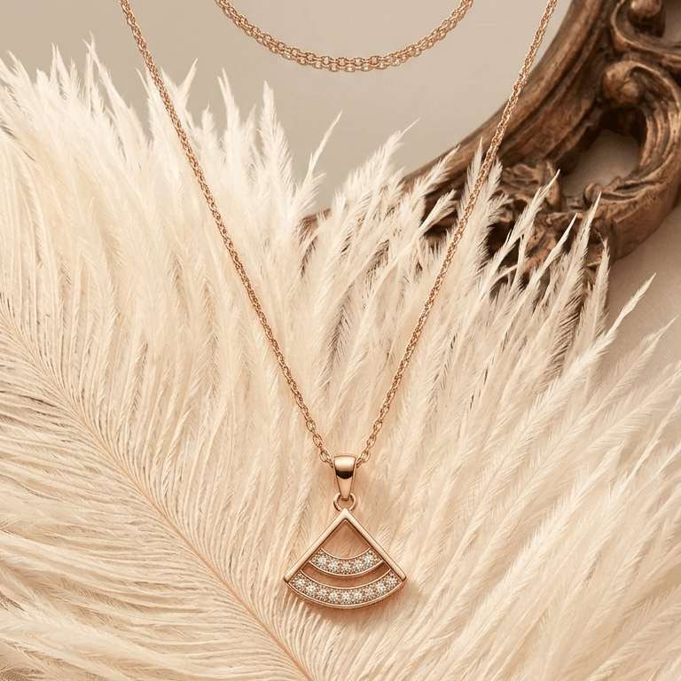Rose Gold Geometric Triangle Jewellery Pendant With Chain With 925 Sterling Silver - Image 3
