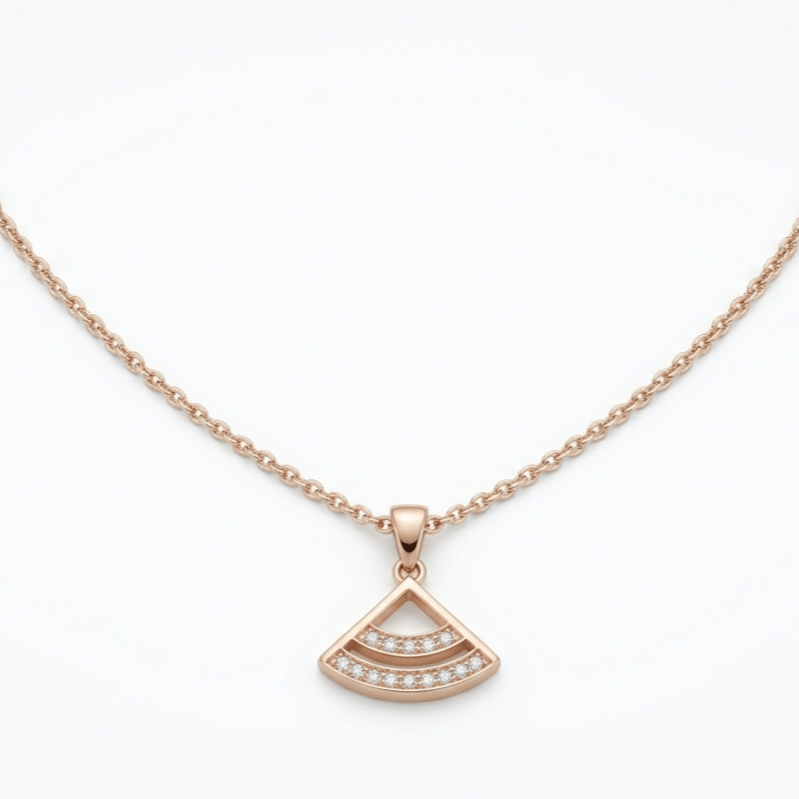 Rose Gold Geometric Triangle Jewellery Pendant With Chain With 925 Sterling Silver
