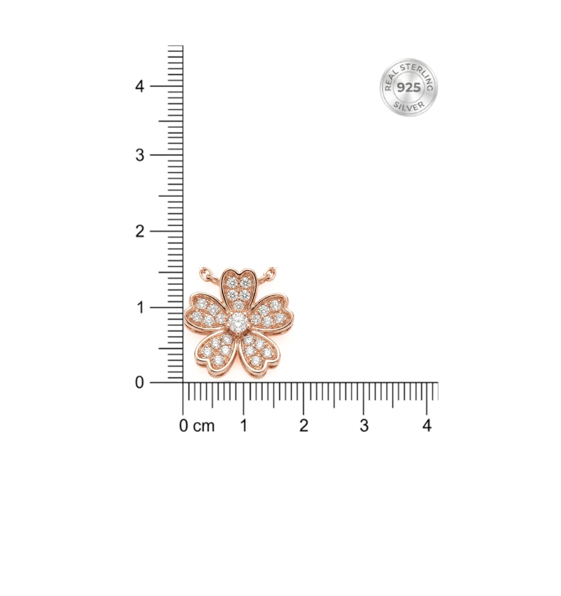 Radiant Floral Pendant With Chain In 925 Sterling Silver With Rose Gold Plating - Image 5