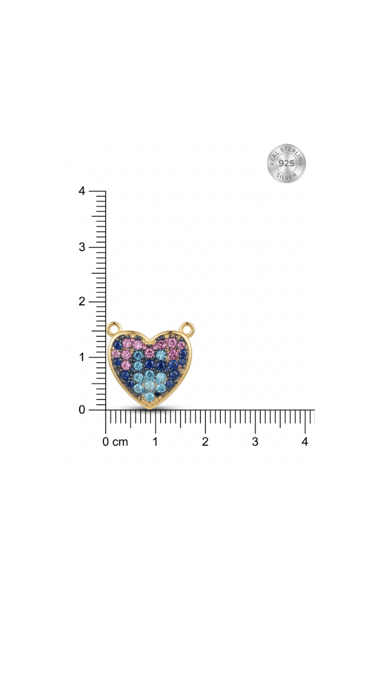 Rainbow Stellar Heart Pendant With Chain In 925 Sterling Silver With Rose Gold Plating - Image 4