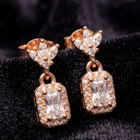 Rose Gold Crystal Drop Earring With 925 Sterling Silver - Image 3