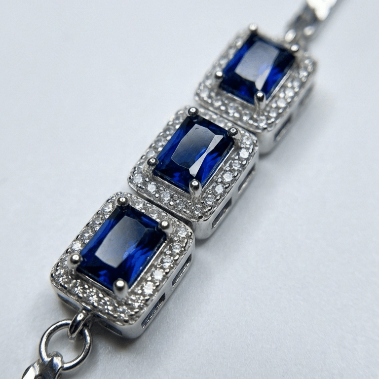 925 Sterling Silver Blue Stone  Bracelet For Women - Image 3