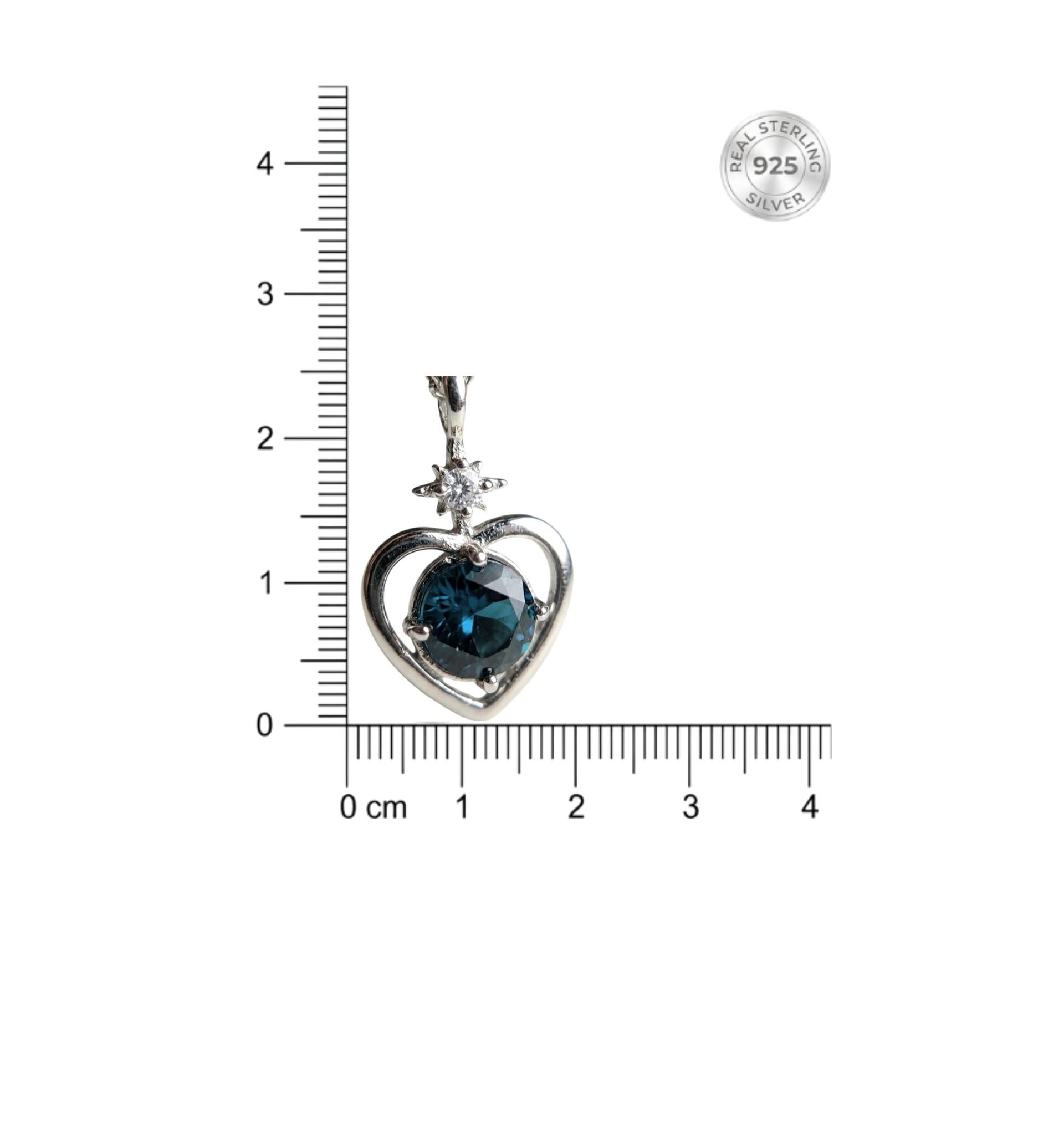 925 Sterling Silver Blue Stone Heart Pendant For Women With Chain - Image 6