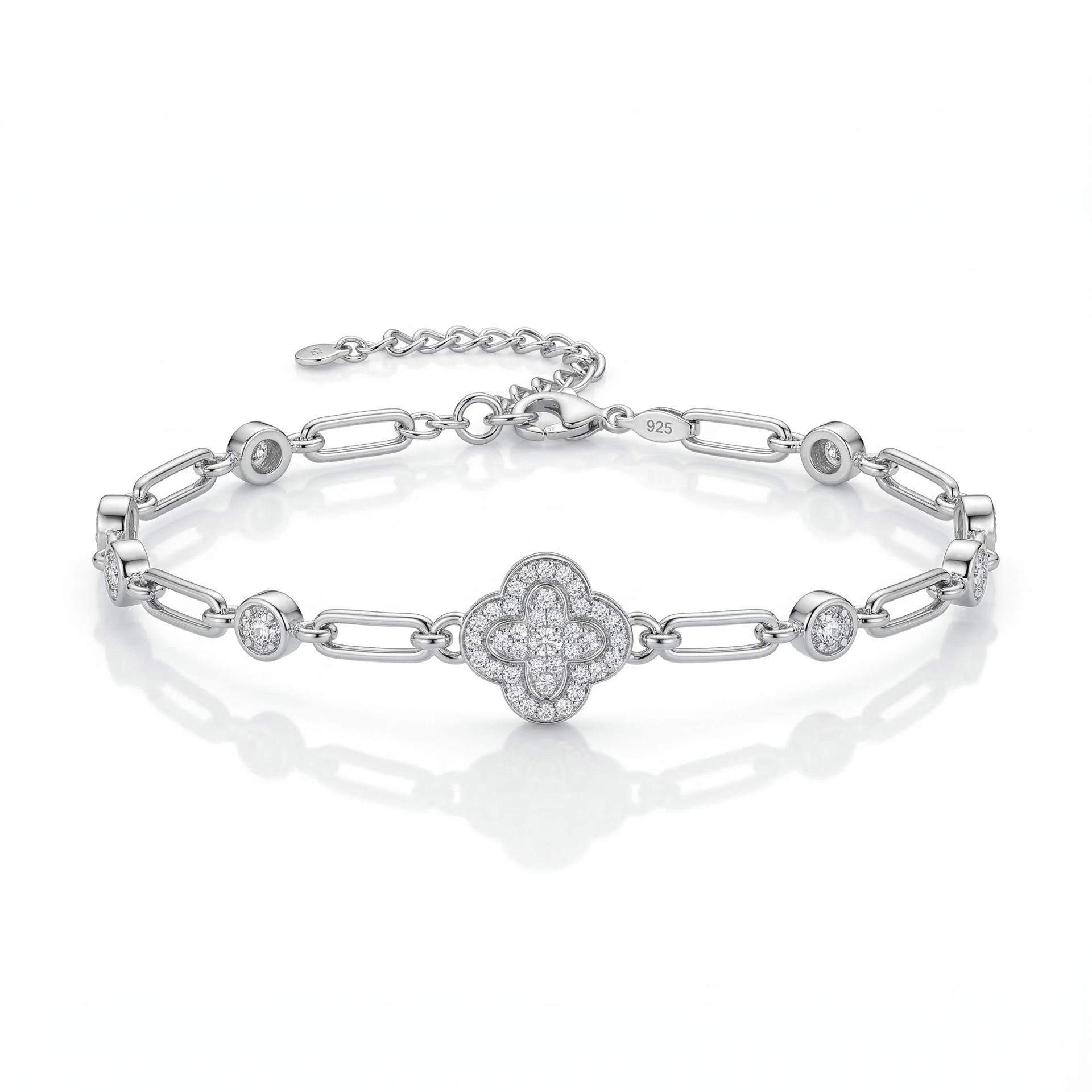 925 Sterling Silver Celestial Spark Link Bracelet