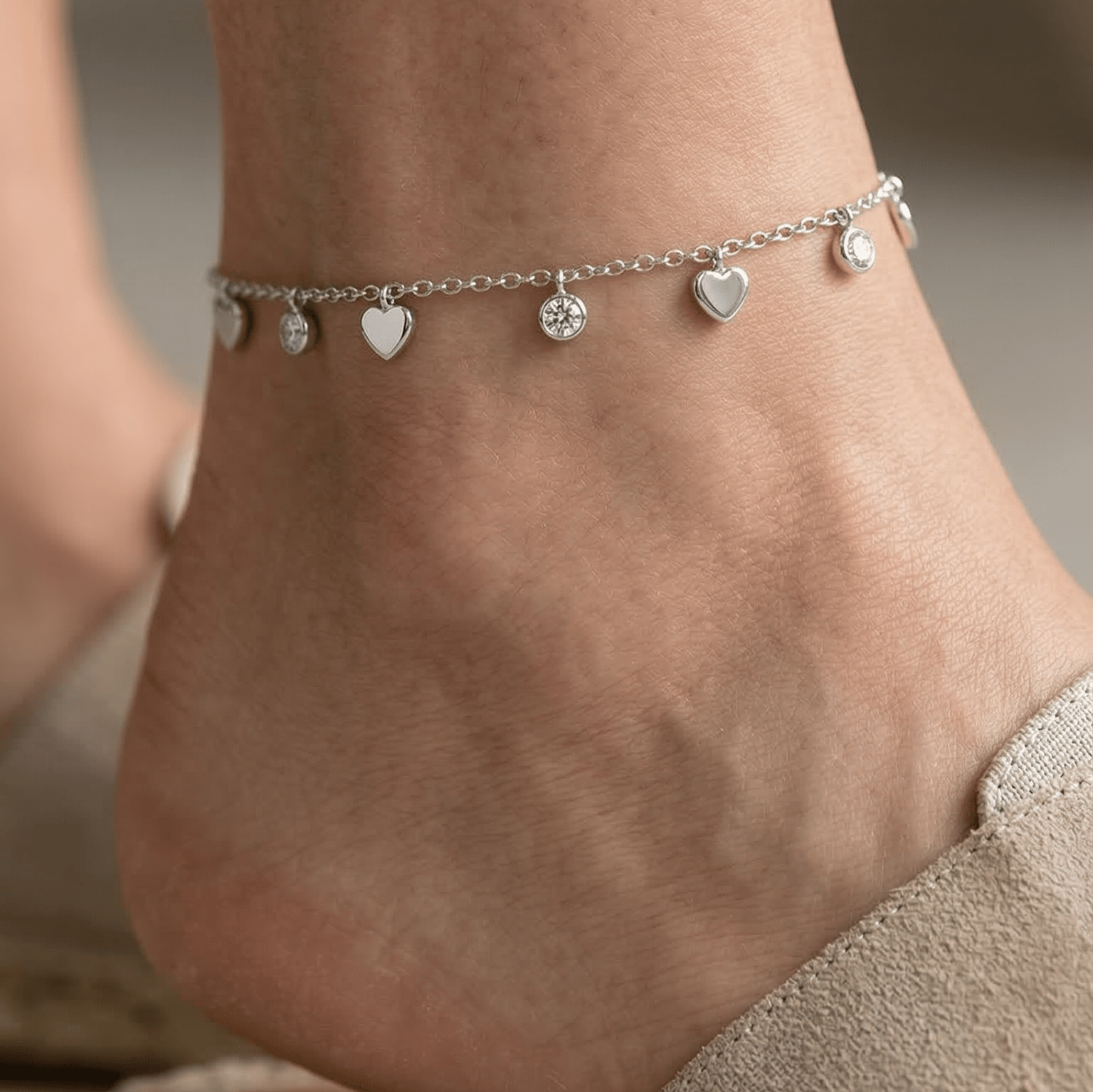 925 Sterling Silver Leaf Charm Jewellery Anklet - Image 3
