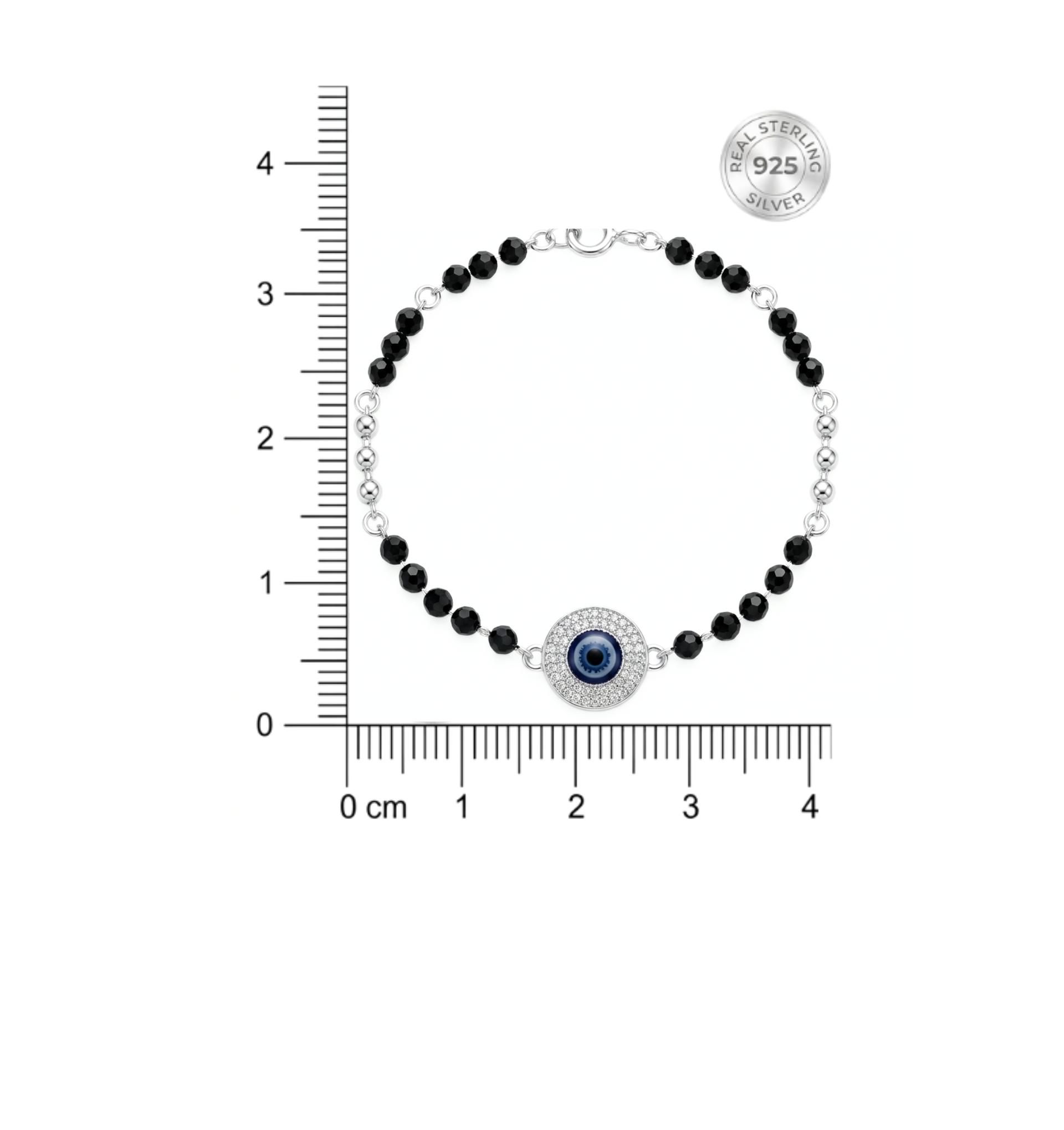 925 Sterling Silver Evil Eye Crystal Halo Jewellery Bracelet - Image 5