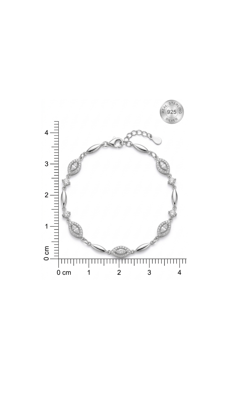 925 Sterling Silver Expanded Oval Link Jewellery Bracelet - Image 6