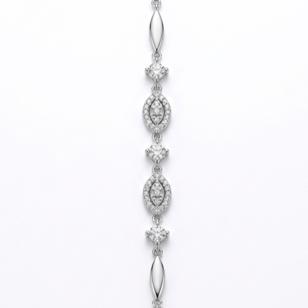 925 Sterling Silver Expanded Oval Link Jewellery Bracelet - Image 3