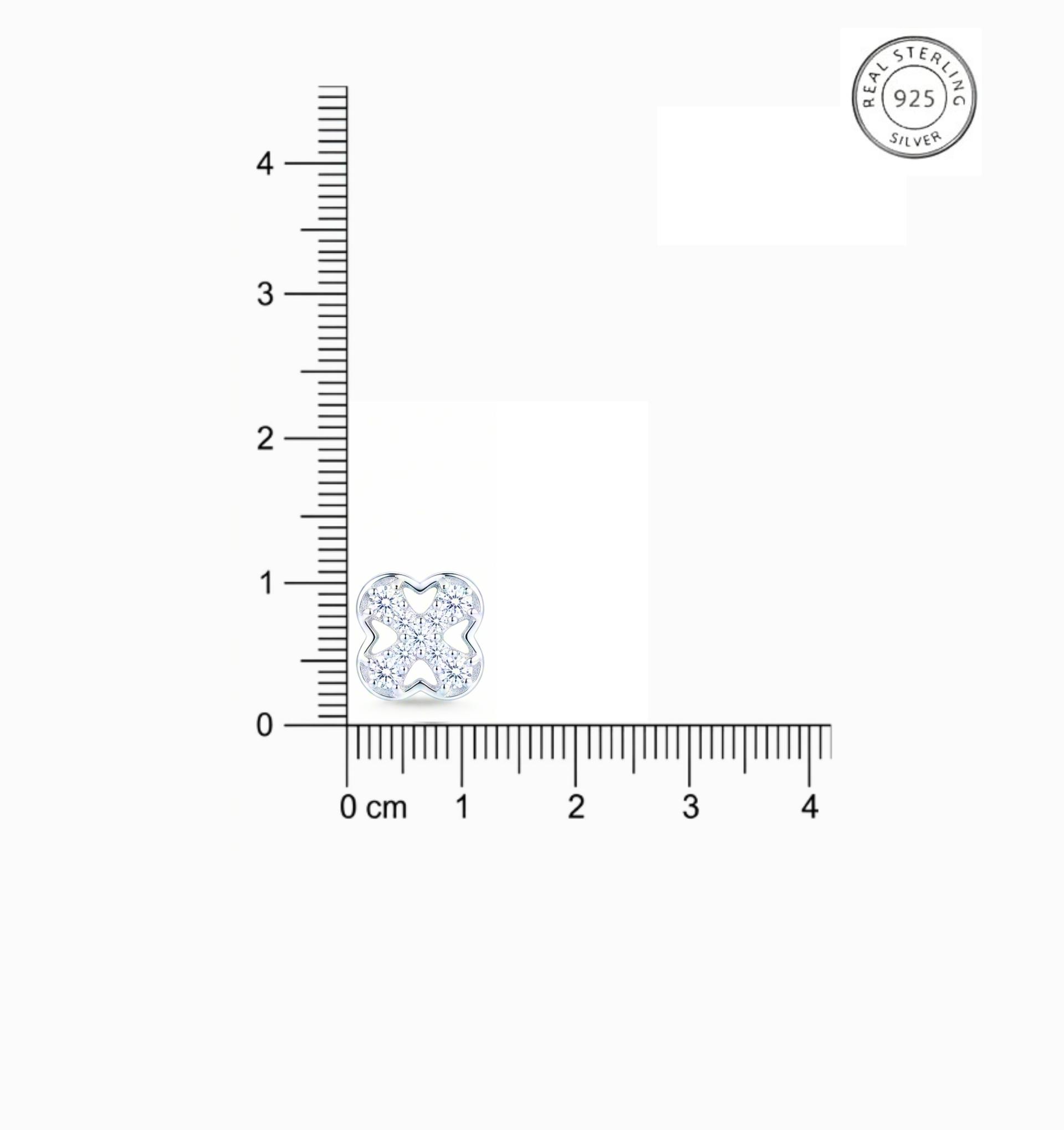 925 Sterling Silver Finish Crystal Clover Stud Earring - Image 4
