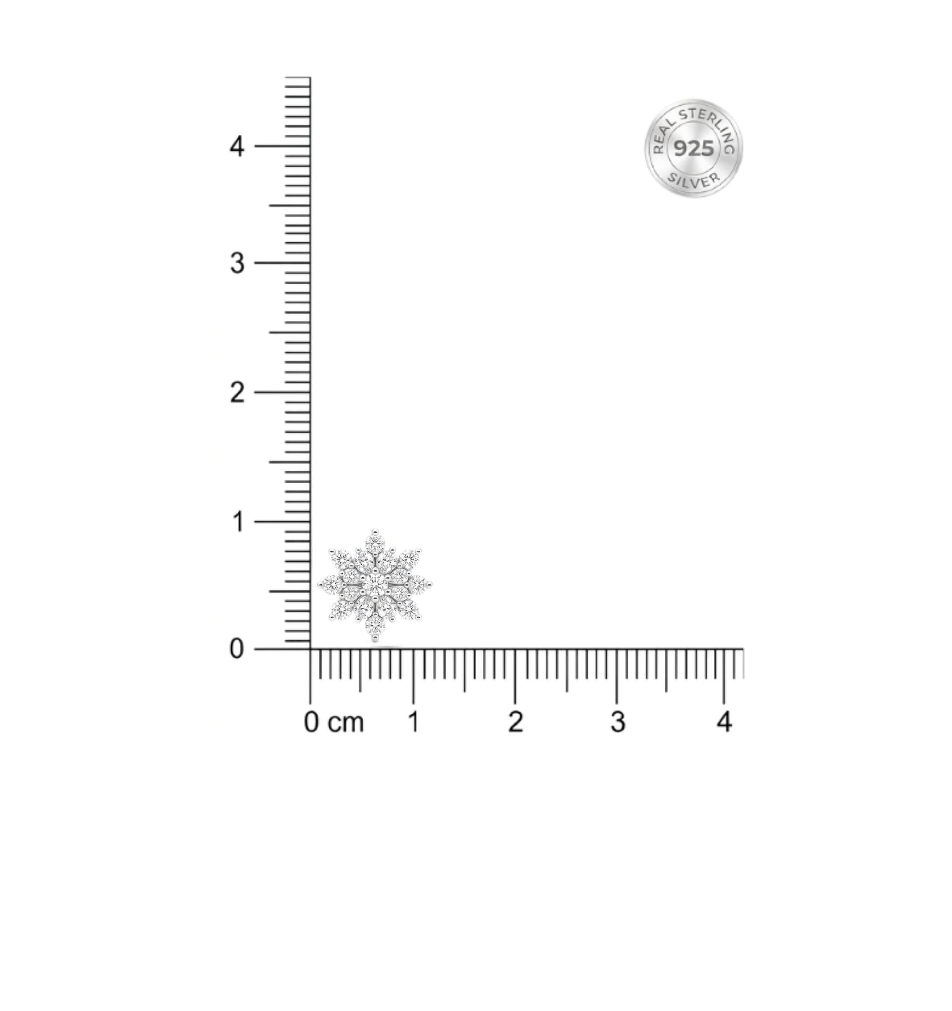 925 Sterling Silver Finish Crystal Snowflake Stud Earring - Image 5