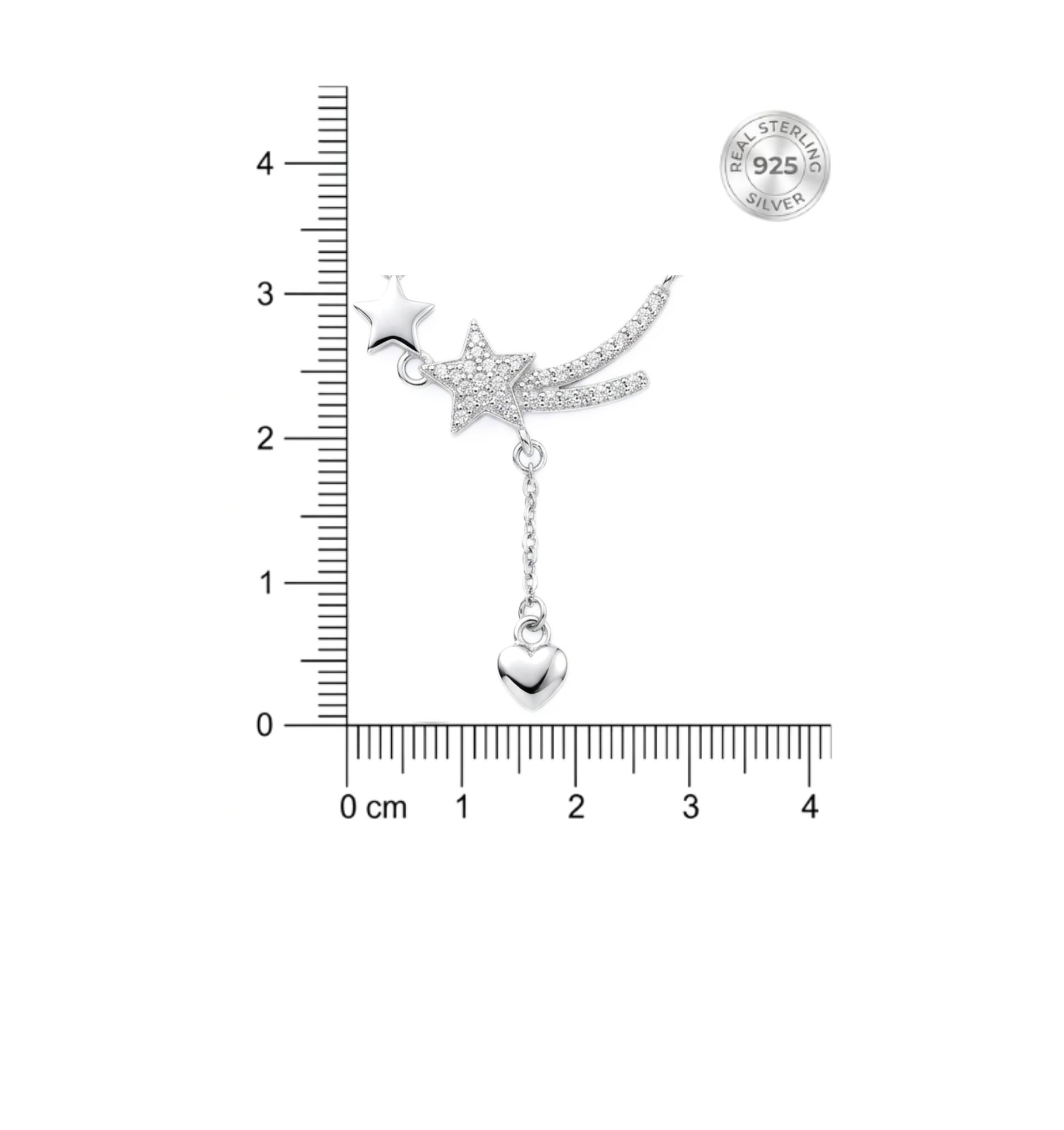 925 Sterling Silver Finish Crystal Star Drop Necklace With Chain - Image 5