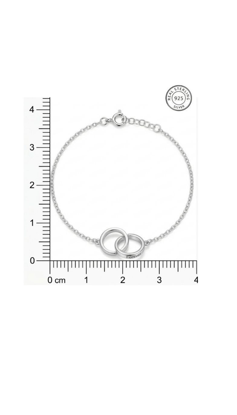 925 Sterling Silver Forever Interlocking Circle Jewellery Bracelet - Image 5