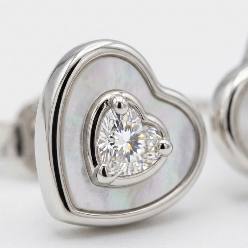 925 Sterling Silver Heart In Heart Zircon Pendant & Earrings Jewellery Set For Women - Image 2