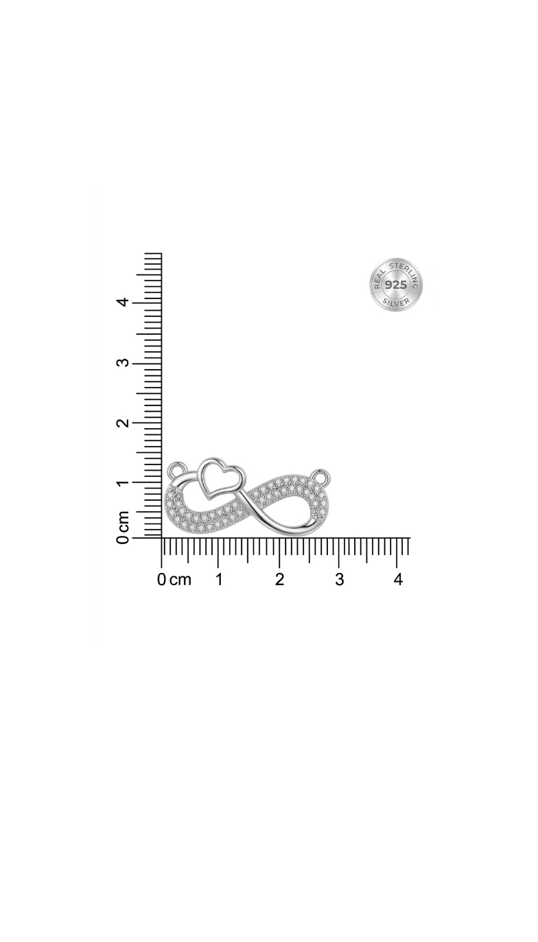 925 Sterling Silver Infinity Heart Zircon Jewellery Pendant With Chain - Image 5