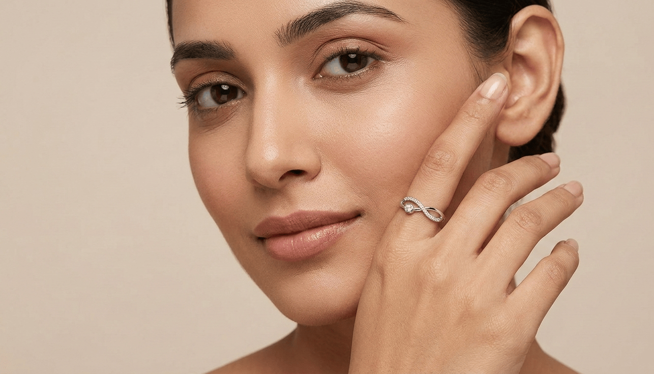 925 Sterling Silver Infinity Zircon Adjustable  Ring
