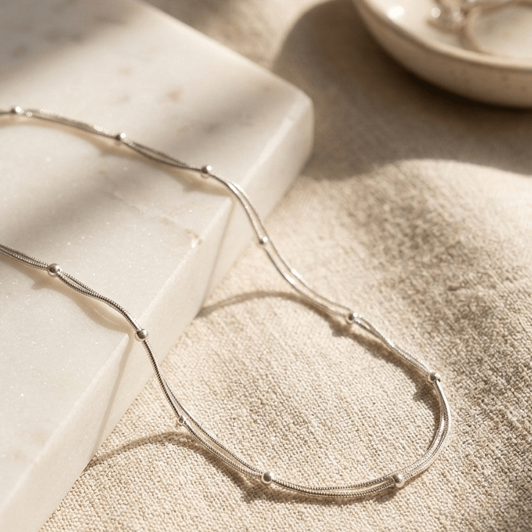 925 Sterling Silver Starlit Strands Anklet For Women