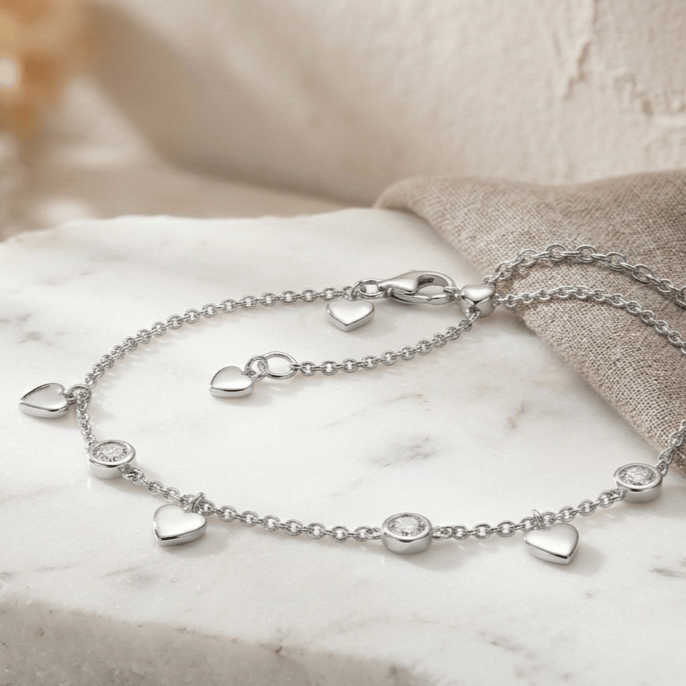 925 Sterling Silver Leaf Charm Jewellery Anklet