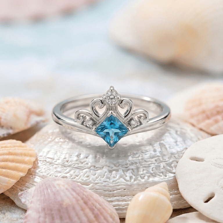 925 Sterling Silver Majestic Blue Crown Jewellery Ring