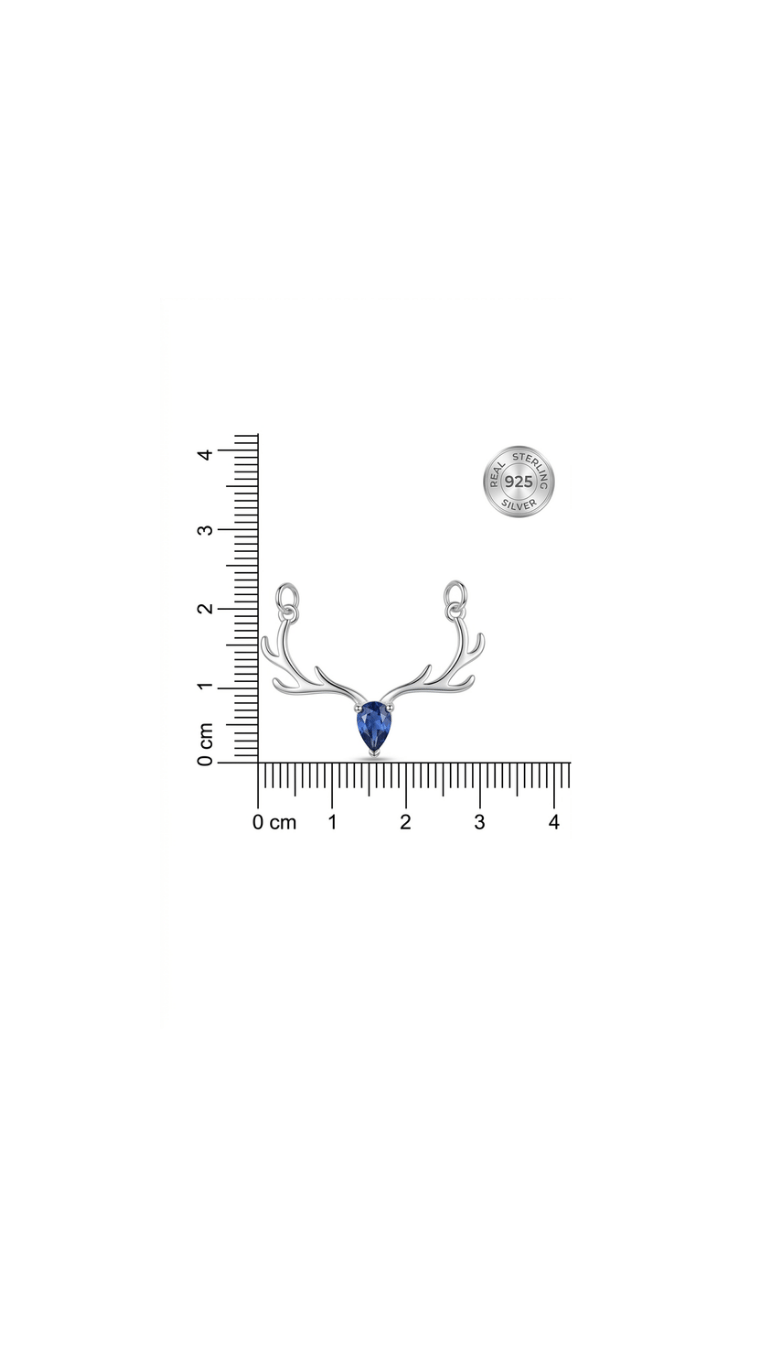 925 Sterling Silver Majestic Deer Antler Blue Stone Jewellery Necklace With Chain - Image 6