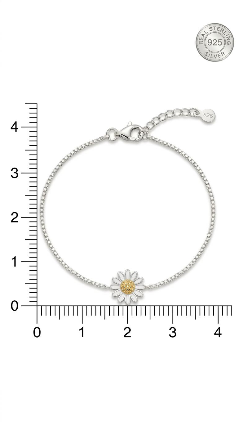 925 Sterling Silver Solaria Sunflower Silver Bracelet - Image 5