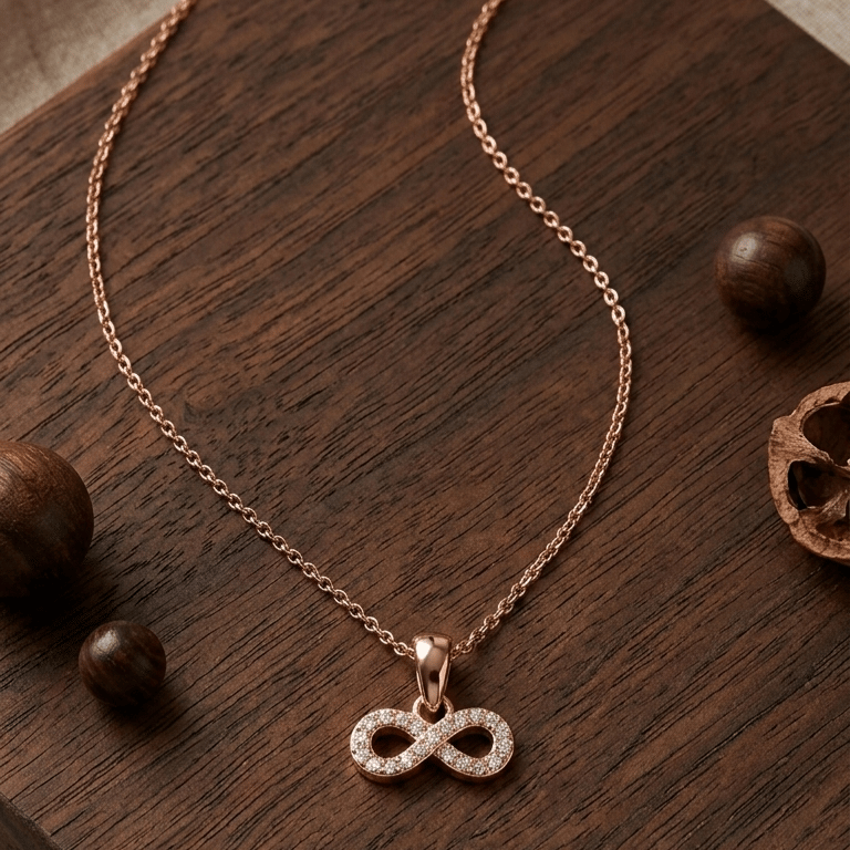 Sparkle Infinity Rose Gold Pendant With Chain With 925 Sterling Silver - Image 5