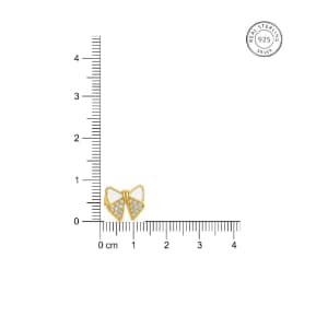 925 Sterling Silver With 22k Gold Plated Elegant Gold Bow Stud Earrings With Crystal Detailing - Image 5