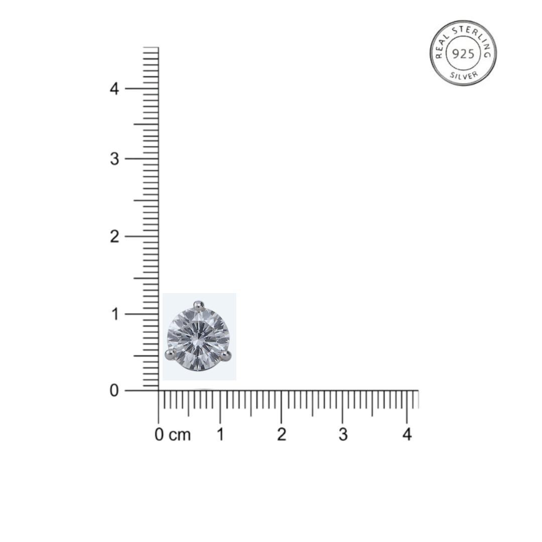 925 Sterling Silver Solitaire Cubic Zirconia Stud Earrings - Image 5