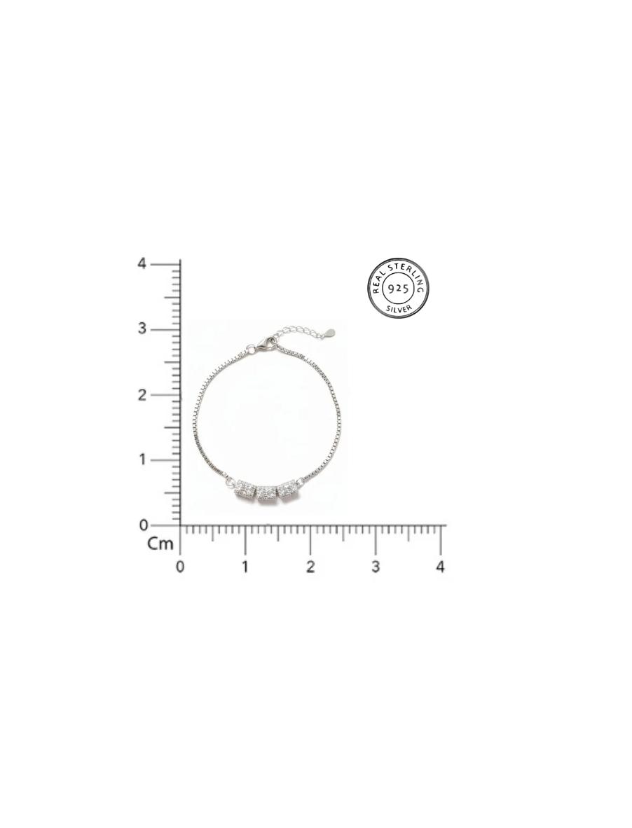 925 Sterling Silver Cushion Cut Square Halo Studs Bracelet - Image 4