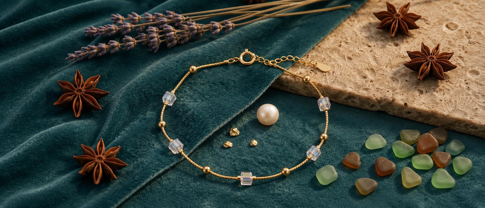 SAMIKA 925 sterling silver jewellery styled on a soft neutral background